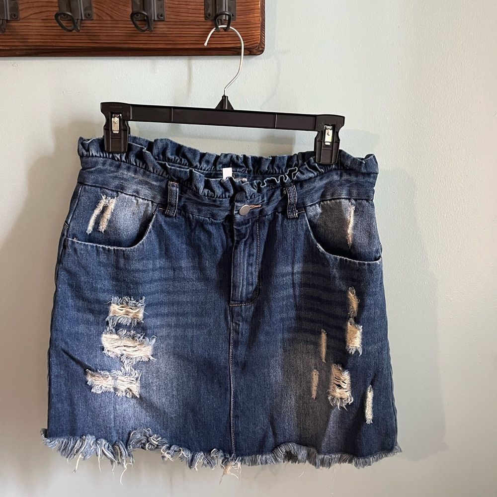 Hayden distressed denim womens skirt large 12-14